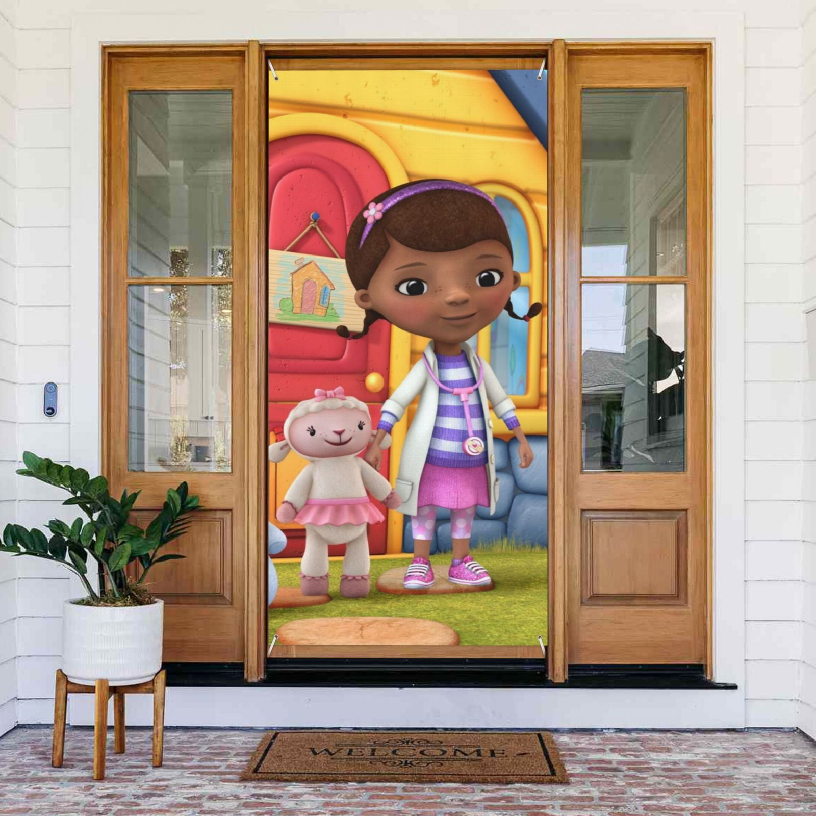 Door Decorations Banner Doc McStuffins Door Cover for Porch Party Indoor/Outdoor 72.8 x 35.4 Inch