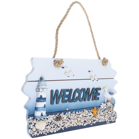 HOMEMAXS Blue Welcome Door Sign for Decoration with Hanging Rope Design Made of Synthesis Material