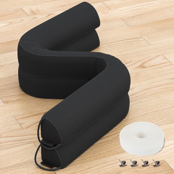 Door Draft Stopper 30 Inches, 2 Pack Weighted Triangular Door Snake for Winter Noise Blocker with Hook Loops,Black