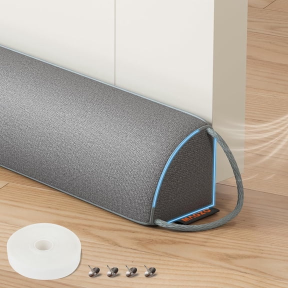 Door Draft Stopper 30 Inches, Weighted Triangular Door Snake for Winter Noise Blocker with Hook Loops,Gray