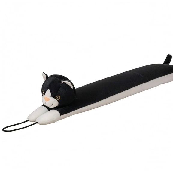 Door Draft Stopper 38 Inch Black Cat, Weighted Cute Animal Seal Strip for Wind Noise Light Dust, Door Snake Sweep for Home Essentials