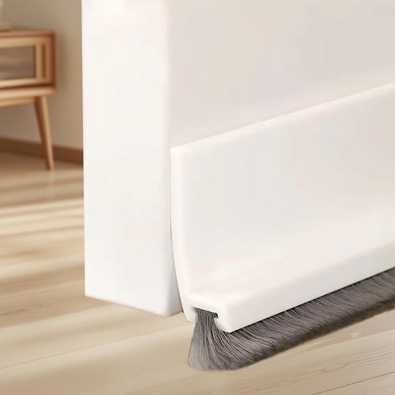 Door Draft Stopper 39.4", Door Sweep with Brush for Exterior Interior Doors Soundproof, Weather Stripping, Brush Door Strip, Self Adhesive Door Sweep, White
