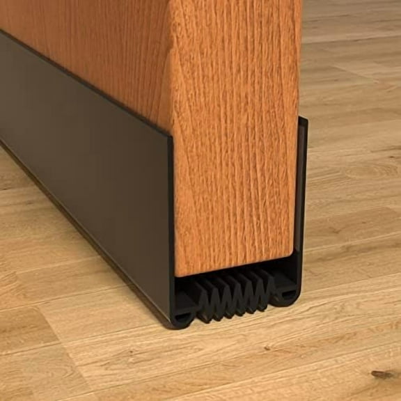 Door Draft Stopper, 39 Length Cuttable Weather Stripping Door Seal, Strong Adhesive Door Sweep for Exterior and Interior Doors (Black)