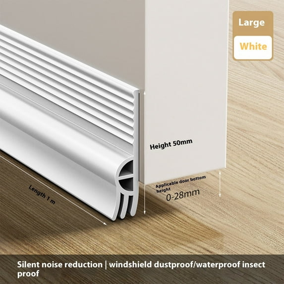 Door Draft Stopper for Bottom of Door PVC Seal Strips Efficiency Door Bottom SealBlocker Noise Under Door Sweep for Exterior & Interior Doors Adjustable Weather Stripping Door Seal