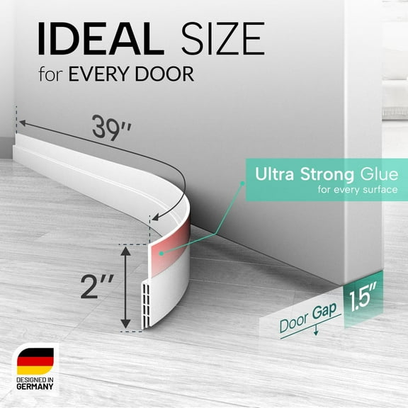 Door Draft Stopper for Bottom of Door - Premium Door Sweep for Bottom of Door/Weather Stripping Door Seal (Save Energy – installs Quickly and Easily) Door Strip Ideal for Keeping Out Cold