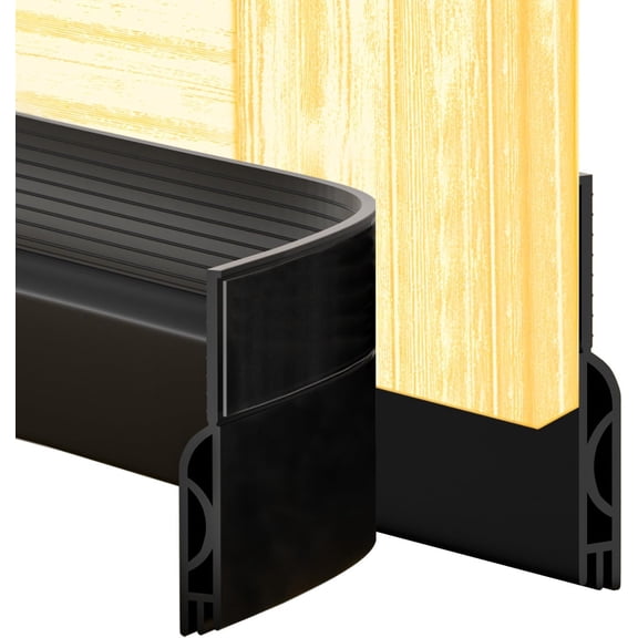 Door Draft Stopper for Bottom of Door, Weather Stripping Door Seal Door Gap Blocker Draft Noise Cold Air Insulation for Exterior Interior Save Energy Easy Adhesive Installation (Black, 39")
