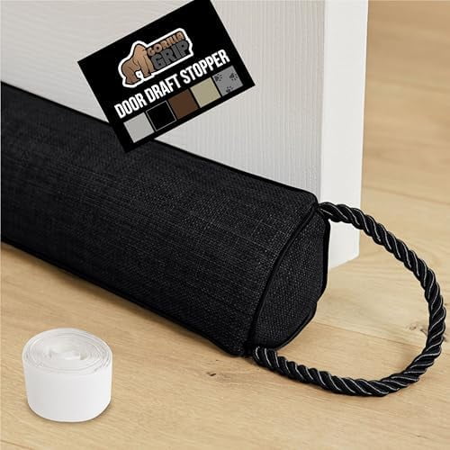 Door Draft Stopper for Bottom of Doors, Sweep Weather Stripping Seal Noise, Cold Air Blocker, Soundproofing, Warmth Sealer, Easy Install Gap Filler, Home Essentials, 32 Inch, Black