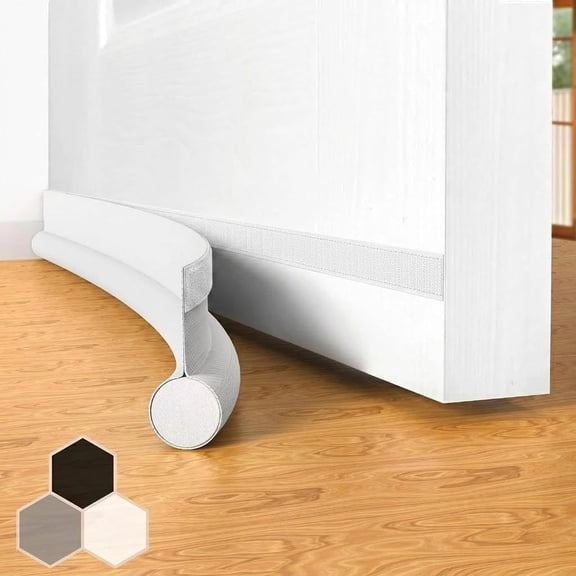 Door Draft Stopper Bottom One Sided Blockers37" Cutable Under Blocker Insulator Sweep Weather Stripping SoundproofFits for InteriorExterior Doors1 Pack,White