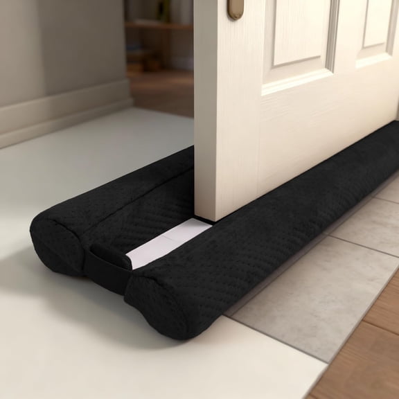 Under Door Draft Stopper Door, Sweep Weather Stripping, Double-Sided Windproof Seal Noise Blocker Window Breeze Blocker, Adjustable 30'' to 36'' Gap Filler, Black