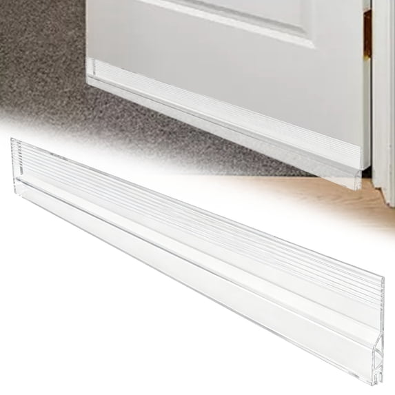 Door Draft Stopper,Under Door Sweep for Exterior & Interior Doors,Adjustable Weather Stripping Seal for Cold Insulation,Garage Window Blocker Noise Cold Air Insulation,39.37x1.96 inch (Clear)