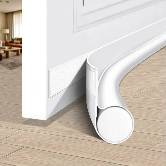 Under Door Draft Stopper Weather Stripping Door Seal Door Sweep Reduce Cold Air Front Soundproof Draft Blocker for Bottom of Door Suitable for Interior/Exterior,White