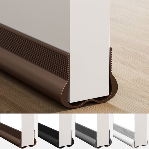 Under Door Draft Stopper Weather Stripping Door Sweep PVC Bottom Gap Filler for AC, Bedroom Noise, Wind, Dirt, Insect Blocker Slide-On Design Black, White, Brown, Gray 93cm 8 Tape Pieces