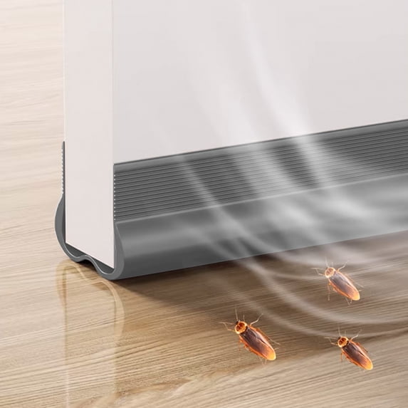 Under Door Draft Stopper Weather Stripping | PVC Door Sweep Gap Filler Noise & Wind Blocker | Slide-On Design, 93x4.5cm, Black/White/Brown/Gray | Easy Install, Strong Grip, All Floor Types