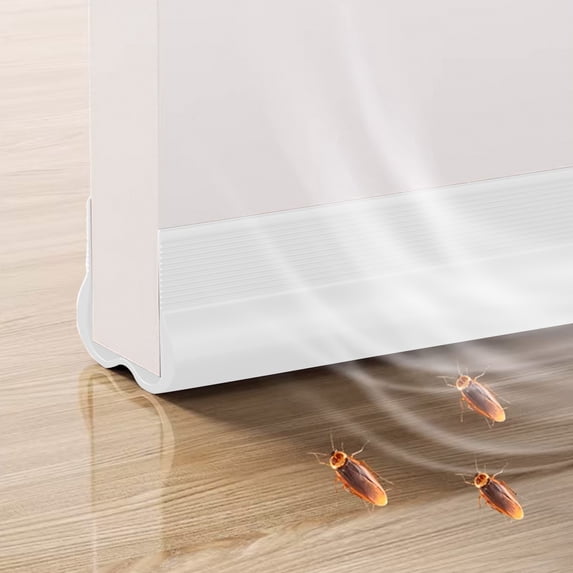 Under Door Draft Stopper Weather Stripping | PVC Door Sweep Gap Filler Noise & Wind Blocker | Slide-On Design, 93x4.5cm, Black/White/Brown/Gray | Easy Install, Strong Grip, All Floor Types