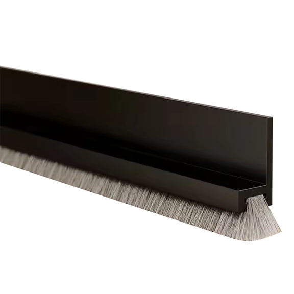 Door Draft Stopper with Brush - Adhesive Weather Stripping Seal for Exterior, Under Door Sweep Blocks Drafts Noise Dust for Interior Doors (Black).