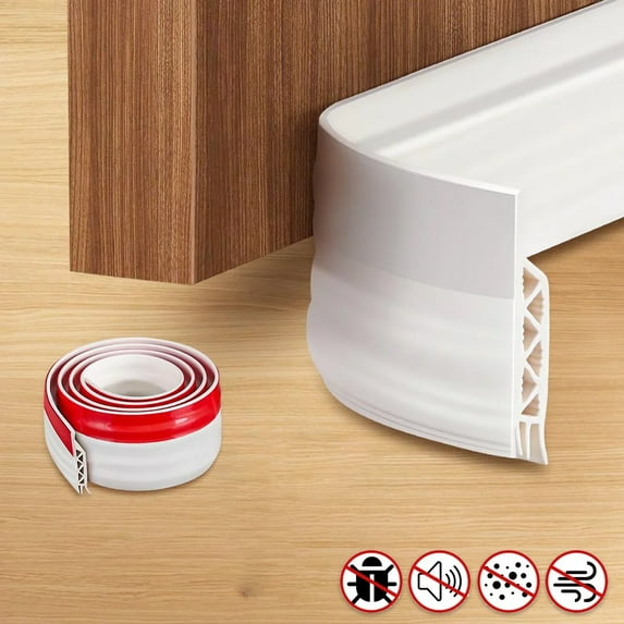 Door Draft Tape Door sweep Door draft stopper Door sweeper for draft Stopper Under Door Seal 39" Length for Door Sweep Soundproof Door Draft Blocker - White