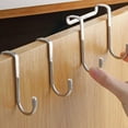 thumbnail image 1 of Over The Door Drawer Cabinet Hook,304 Stainless Steel Double S-Shaped Hook Holder Hanger Heavy Duty Free Punching Door Back Hanging Clothes Hook Organizer for Towel Cloth Bags Sundries(2/4/8 pcs ), 1 of 13