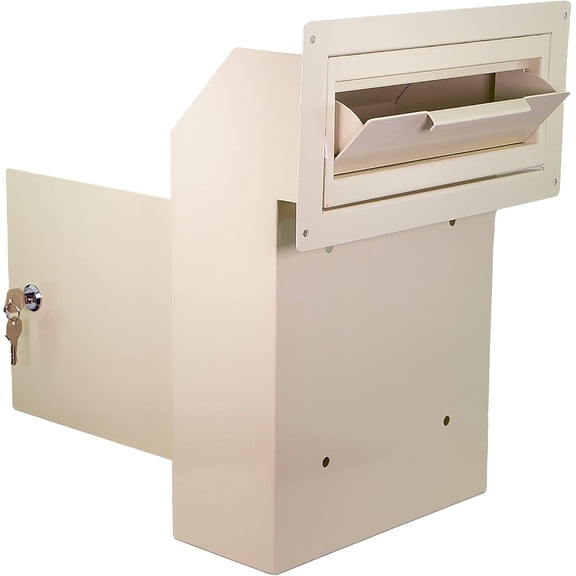 Door Drop Box for Mail, Rent, Deposit, and Night Key - Through The Door Locking Steel Mailbox with Rear Access