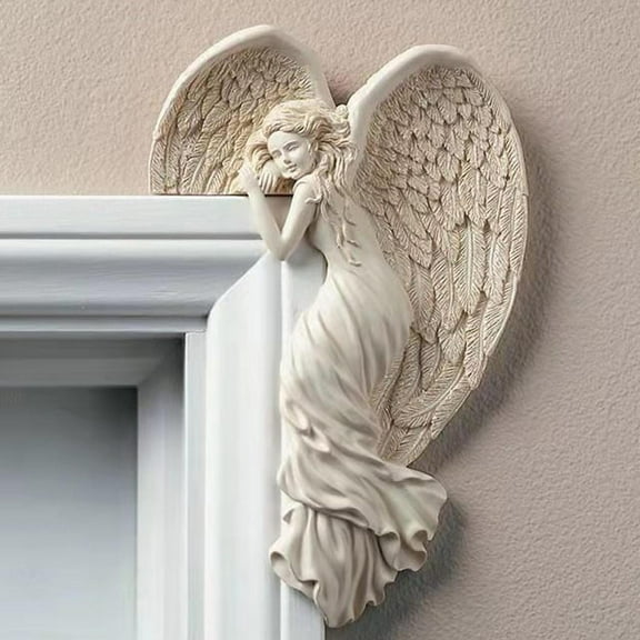 Door Frame Angel Statue Corner Sculpture Hanging Wall Ornament for Indoor Outdoor Home Living Room Fairy Gift Right