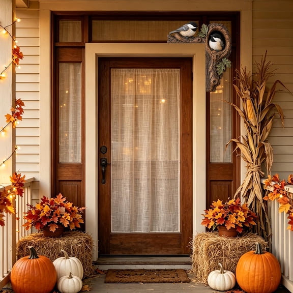 Door Frame Corner Decor Resin Wood Look Door Topper Ornament Animals Corner Sculpture Fall Thanksgiving Door Molding Decor For Home Wall Entryway Decoration