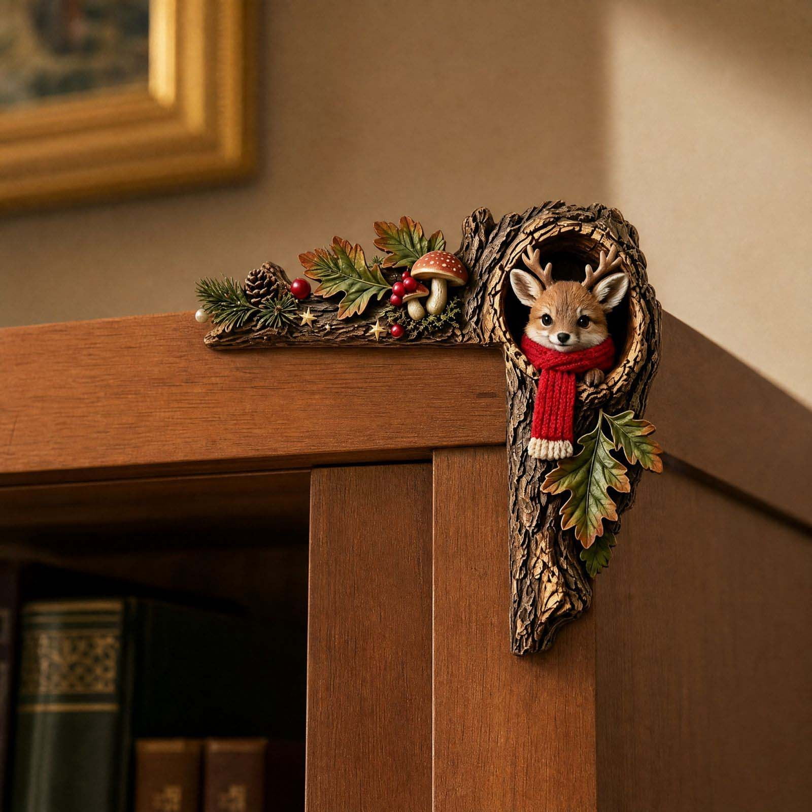 Corner Tech Pattern Door Frame Decoration, Door Corner Sign, Wooden Deer Theme with Layered ...