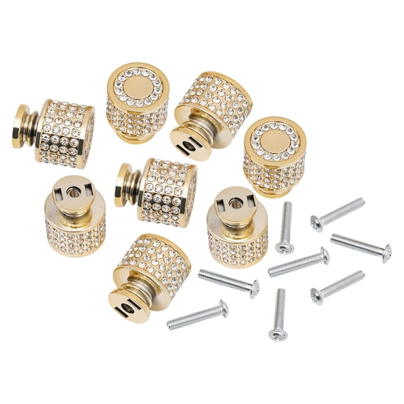 Door Handle, 8 Pack Gold Cabinet Knob Round Pull Handle, Acrylic ABS Construction with Brass Core for Drawer and Cabinet Door