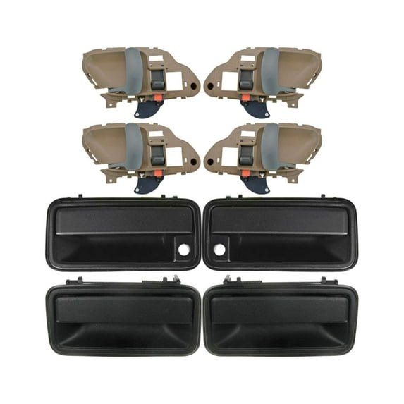 Door Handle Black Outside & Tan Inside Kit Set of 8 For Chevrolet GMC Pickup SUV Fits select: 1997-1999 CHEVROLET TAHOE K1500, 1995-1999 CHEVROLET GMT-400 K1500