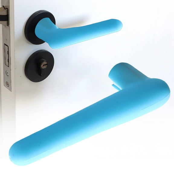 Door Handle Covers, Heavy Duty Door Knob Covers Silicone Door Handle Glove Covers Anti-Static Safety Door Knob Protector for Flat Square Door Levers (Blue/1 Pcs) 5.31x2.17"
