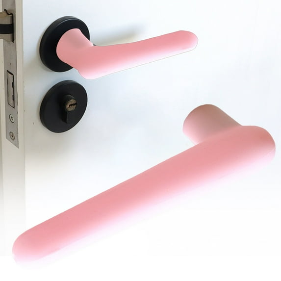 Door Handle Covers, Heavy Duty Door Knob Covers Silicone Door Handle Glove Covers Anti-Static Safety Door Knob Protector for Flat Square Door Levers (Pink/1 Pcs) 5.31x2.17"
