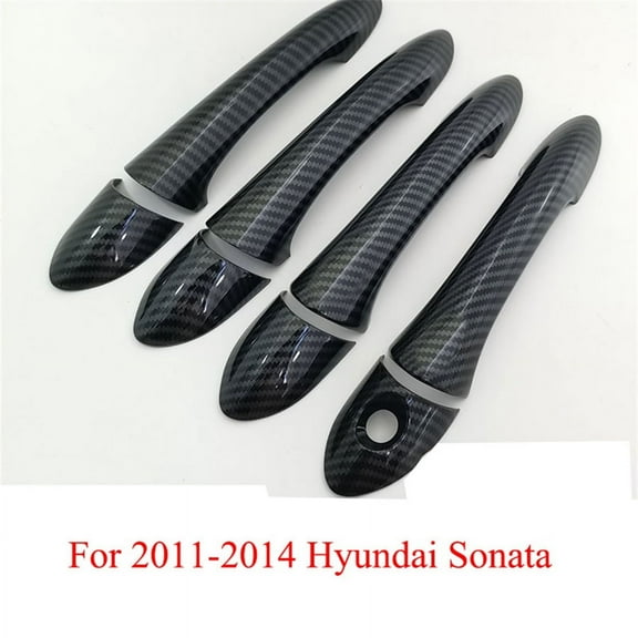 Door Handle Covers Trims For 2011-2014 Hyundai Sonata Glossy Black Carbon Fiber Look
