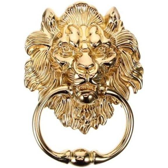 Door Handle Door Knocker Decoration Cabinet Ring Knob Brass Door Pull Retro Knocker Handle Front Door Knockers Gold Decor Lion Head Handle Cupboard Antique Zinc Alloy