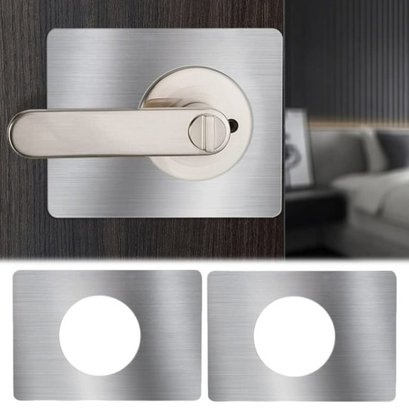 Door Handle Fixing Cover Thinp Door knob Reinforcement Plate Silver Door Lock Repair Plate Plate Filler Repair Backplate Plate Stainless Steel Door Hole Cover (2 PCS), 5.1x3.5"