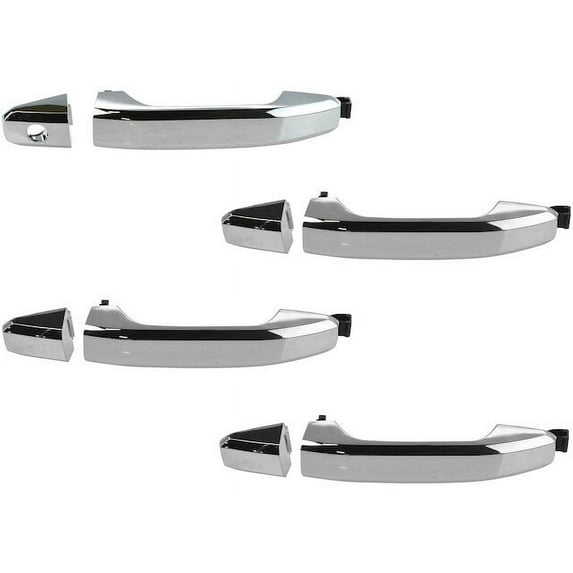 Door Handle Set 4 Piece - Compatible with 2014 - 2017 Chevy Silverado 1500 Crew Cab Pickup 2015 2016