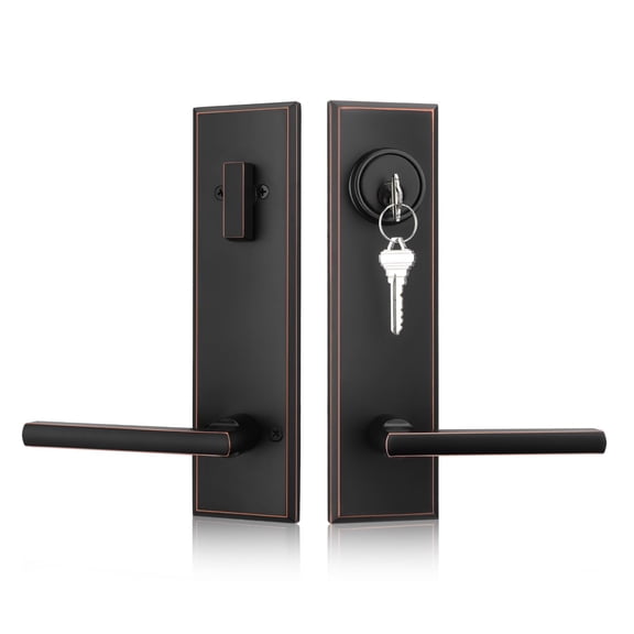 Door Handle Set Oil Rubbed Bronze 1 Pack Entry Lever Deadbolt Modern Square Hardware