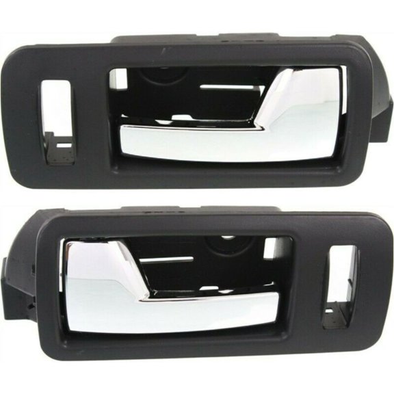 Door Handle Set with Black Bezel and Chrome Lever - 2 Piece Set