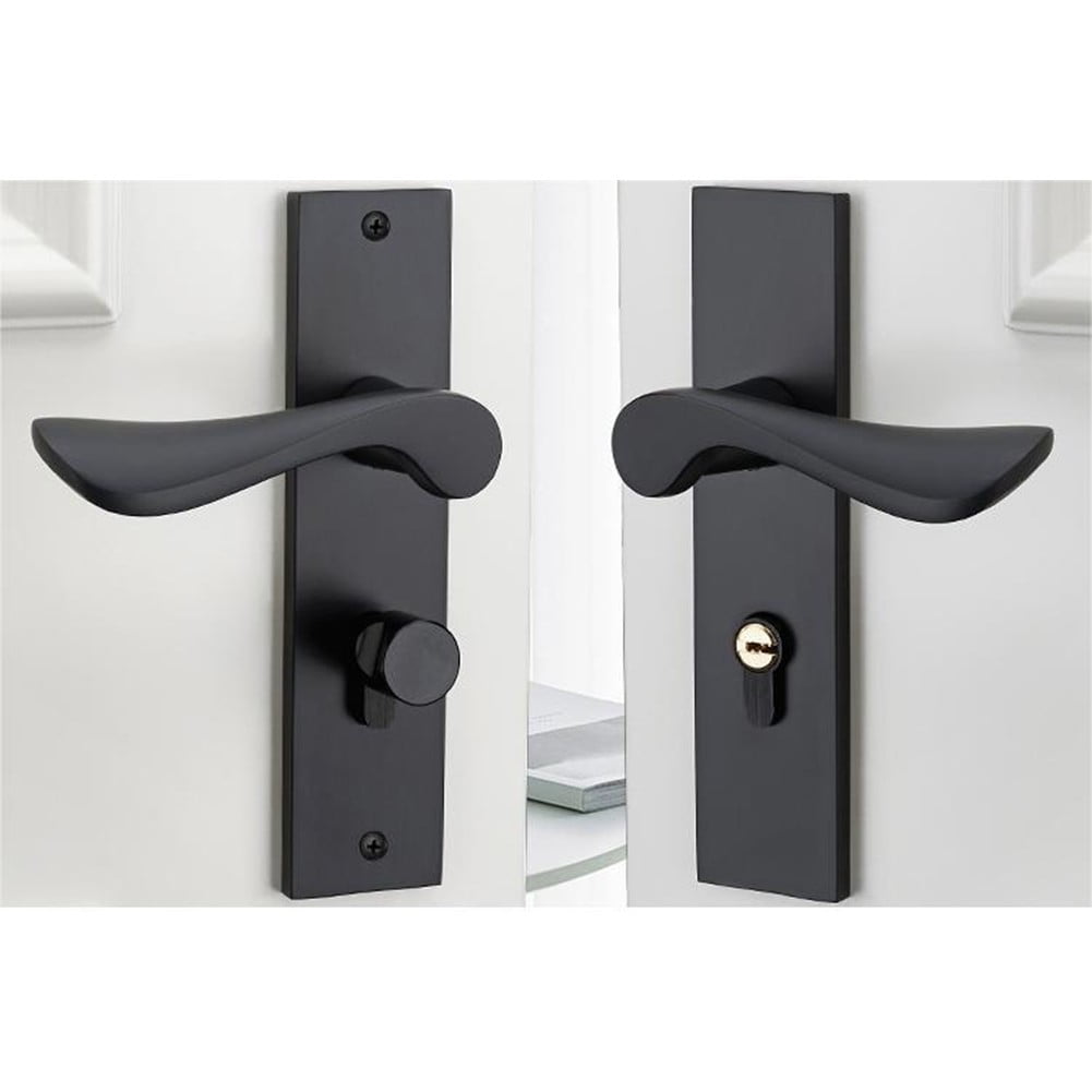 1-Piece Invisible Door Lock Set For Indoor Wooden Doors - Silent, No Handle, Black