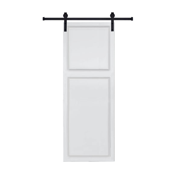 Door Handles 2-Panel Cottage style door 3/4" thick 12 in. x 80 in. MDF White Barn Sliding Door With Hardware kit,Door Locks