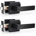 thumbnail image 1 of Door Handles Black Heavy Duty Interior Door Handle for Bedroom & Bathroom, Keyless Privacy Door Levers, Modern Square Door Handles,2 Pack, Matte Black Finish, 1 of 9