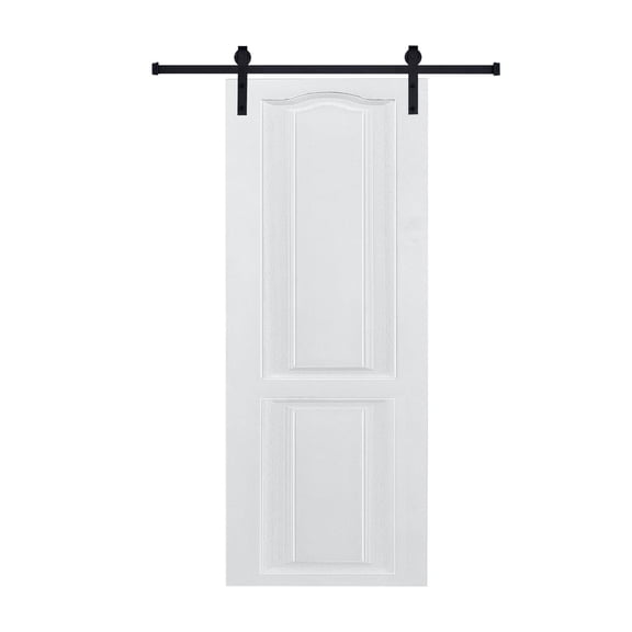 Door Handles CNC crafted modern door 3/4" thick 12 in. x 80 in. MDF White Barn Sliding Door With Hardware kit,Door Locks