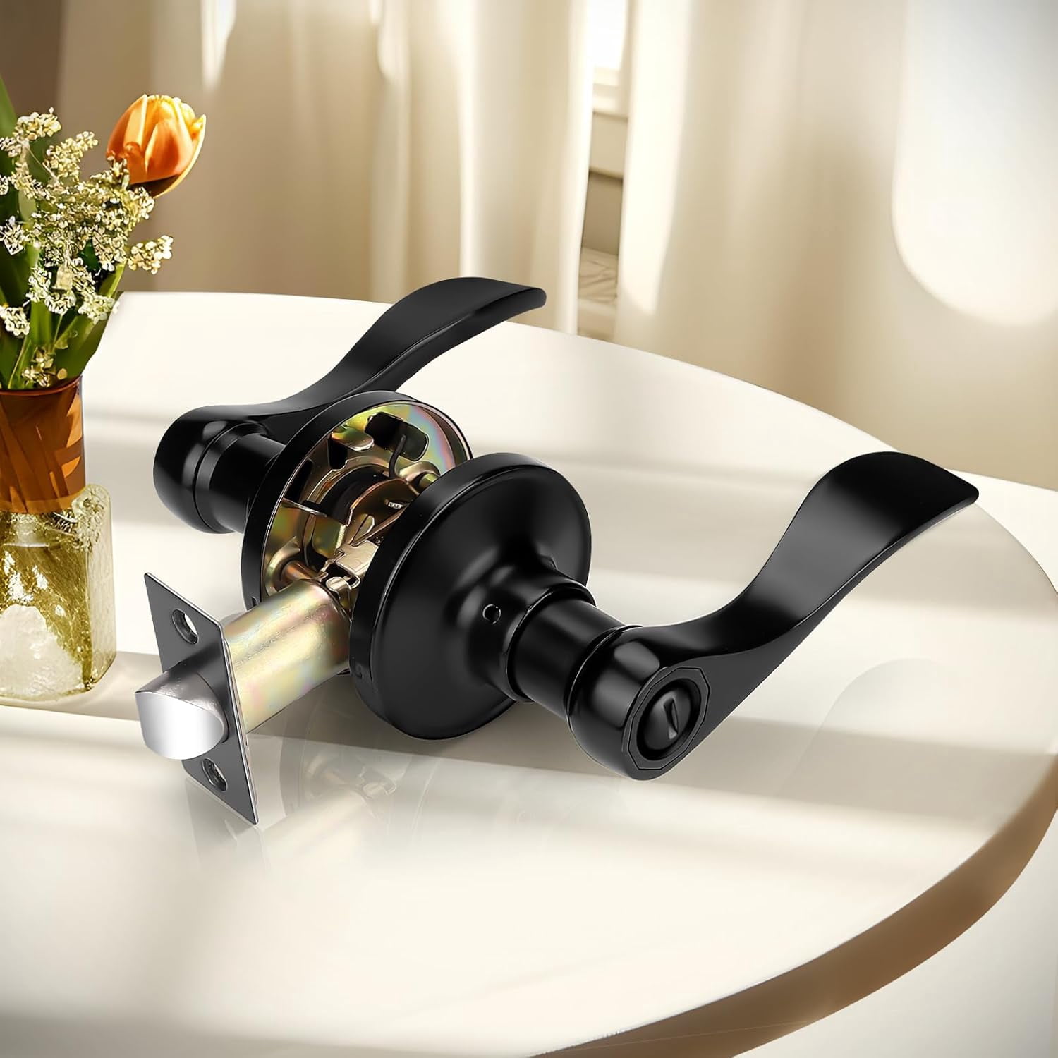 Door Handles Interior Gold Privacy Door Lever, Brushed Gold Interior ...