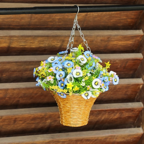 Door Hanger Basket Wreath Wildflowers Door Hanging Basket Front Door Beautiful Artificial Spring and Summer Wreath Welcome Sign Spring Hanging Ornament Home Porch Farmhouse Decor