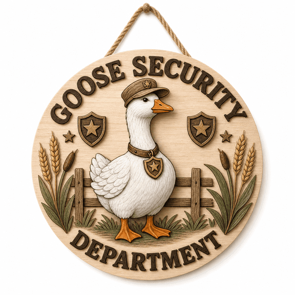 Door Hanger Funny Goose Security Department Wooden No Soliciting Sign for Rural Homeowners