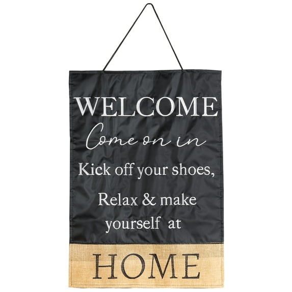 Elanze Designs Welcome Come On In Black 22 x 16 Cotton Door Hanger Banner
