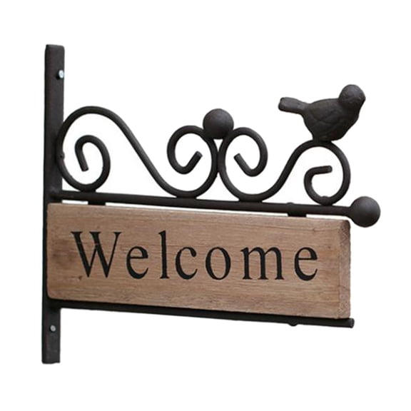 Door Hanging Bird Iron Welcome Sign for Front Door Hanging Pendant Farmhouse Porch Bird Pattern Plaque Entrance Ornament indoor and outdoor