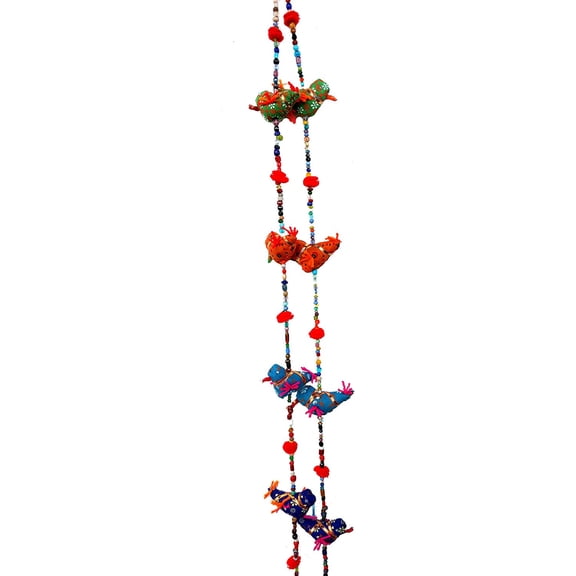 Door Hanging Decorative Cotton Multi Color Hanging 5-Beads and Bell Tota Decoration 2 Layer Size - 96 cm