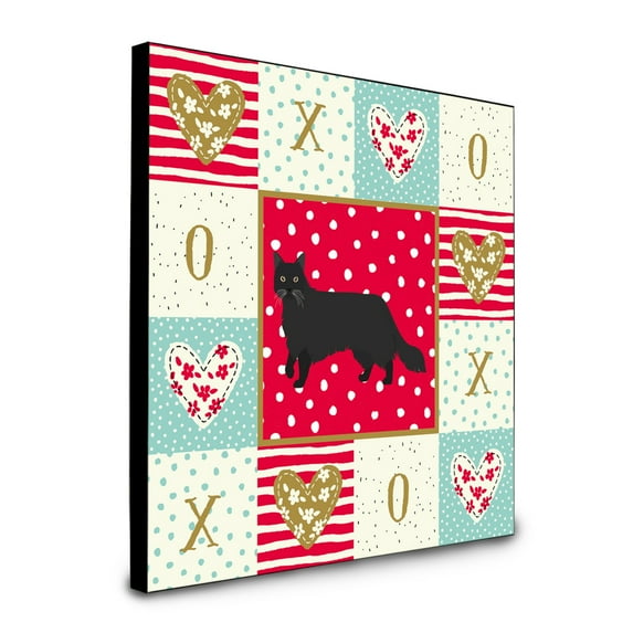 Carolines Treasures Black Chantilly Tiffany Cat Love Artwork Panel wall-decor, Multicolor