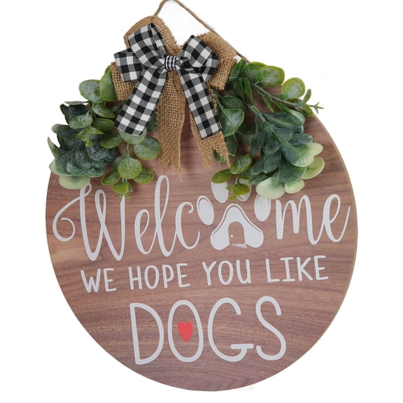 Door Hanging Sign Composite Wood Door Hanging Ornament Wreath For Home Door Decorationbrown