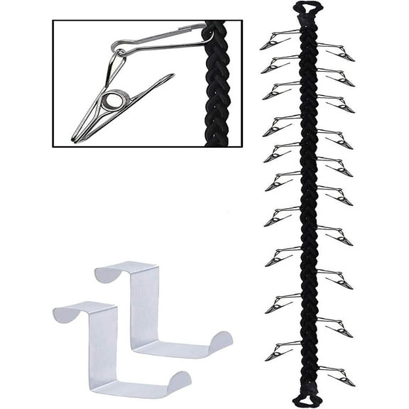 Over Door Hanging Storage Chain with 20 Stainless Steel Clips, Toy Storage Chain Multipurpose Baseball Cap Organizer Hat Holder for Your Toys, Sun Visors, Hats, Cap, Scarves, Gloves, towel, etc.