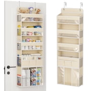 Over The Door Hanging Storage Organizer, 5 Tier Heavy-Duty Wardrobe Storage Organizer with Side Pockets, Foldable Behind Door Storage, Hanging Shelves for Bedro