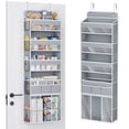 thumbnail image 1 of Over The Door Hanging Storage Organizer, 5 Tier Heavy-Duty Wardrobe Storage Organizer with Side Pockets, Foldable Behind Door Storage, Hanging Shelves for Bedroom, Bathroom and Baby Nursery, Grey, 1 of 7